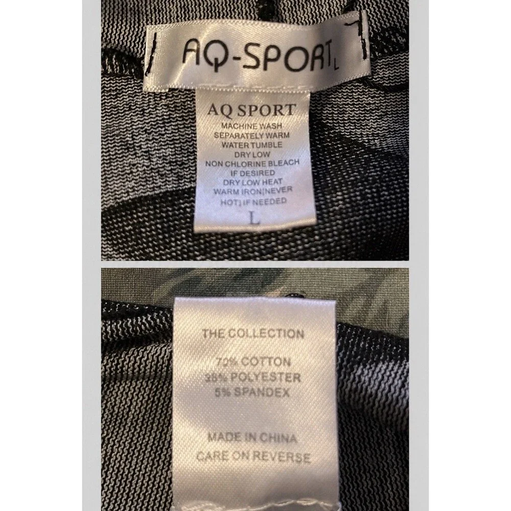 AQ Sport Girls Size L Black Gray Houndstooth Full Zip Hooded Jacket